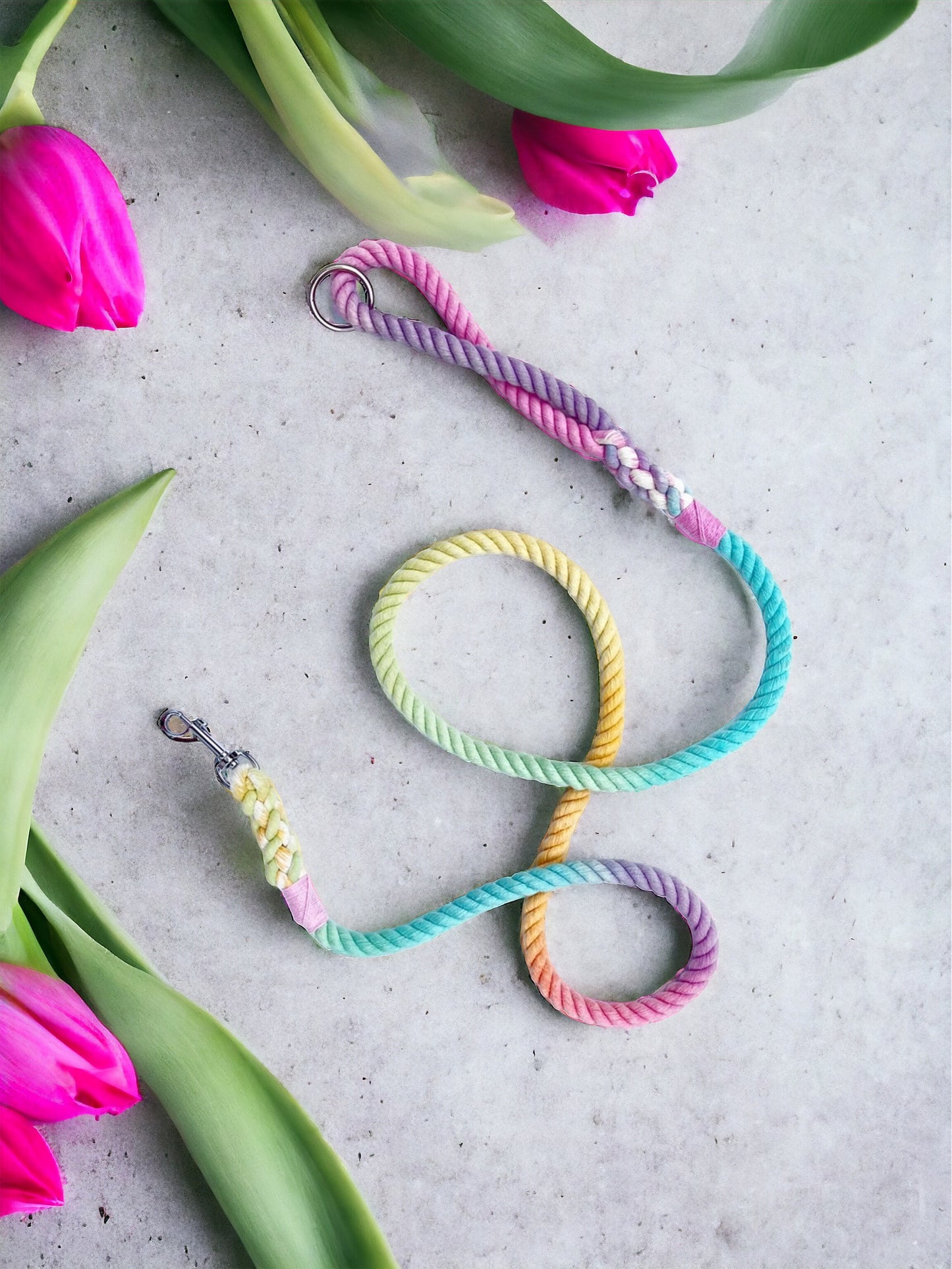 Pastel Rainbow Rope Lead